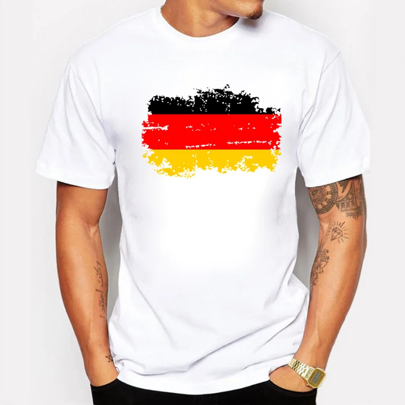 

New Summer Germany Flag Fans Cheer Men T shirts Cotton Nostalgia Germany Flag Style Fitness T-shirts for Men Tops