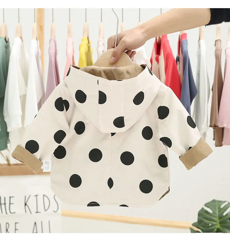 Spring and Autumn Baby Infant Casual Jacket Men Women Thin Two-Piece Zipper Cardigan Dotted Hooded Long Sleeve Top | Детская одежда и