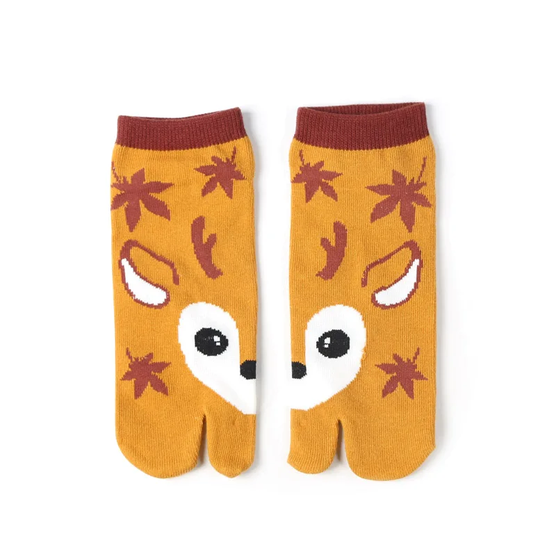 Носки YOOWALK из хлопка с двумя пальцами изображением кота тигра мультяшных
