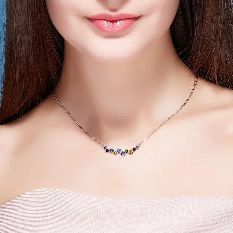 Подвеска женская из серебра 925 пробы с разноцветными кристаллами|fine jewelry|pendant
