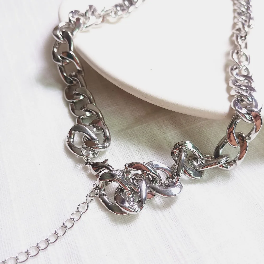 Rongho Hiphop Multi chains Cross chokers necklaces for Women metal Ruler pendant necklace lovers party chunky bijoux | Украшения и