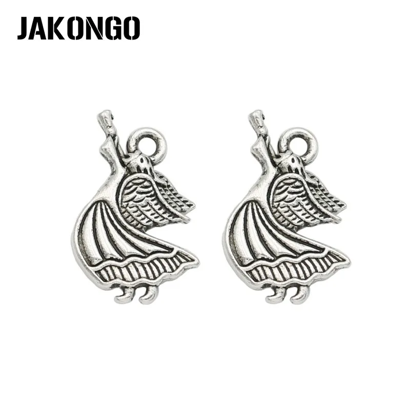 

JAKONGO посеребренные подвески в античном стиле с ангелом для изготовления ювелирных изделий Аксессуары для браслетов DIY 22x13 мм 20 шт./лот