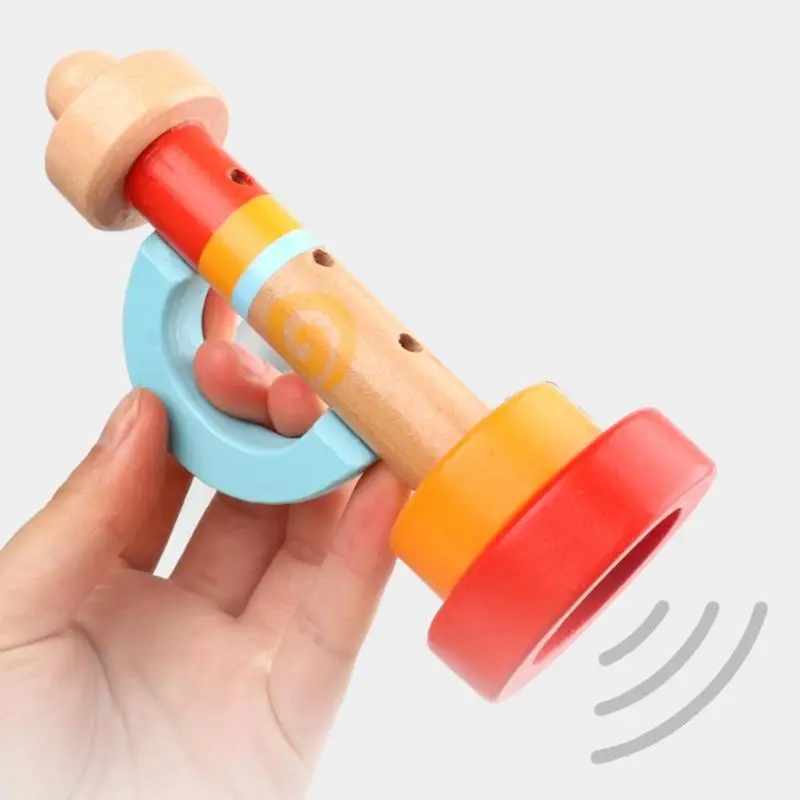 Wooden Trumpet Toy Детские деревянные вертикальные свистки, детские игрушки, Монтессори, портативный детский музыкальный инструмент, развивающие игрушки, подарки - Цвет: Wooden Trumpet Toy