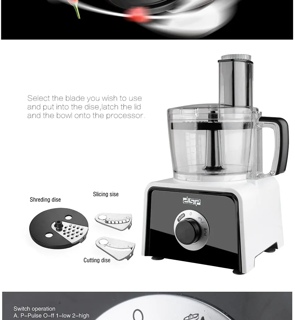 DSP 7-в-1 Grinder мульти-функциональный 220-240V 400W 1.5L соковыжималка Кухня инструмент в черно-белую KJ3002A машина для приготовления пищи