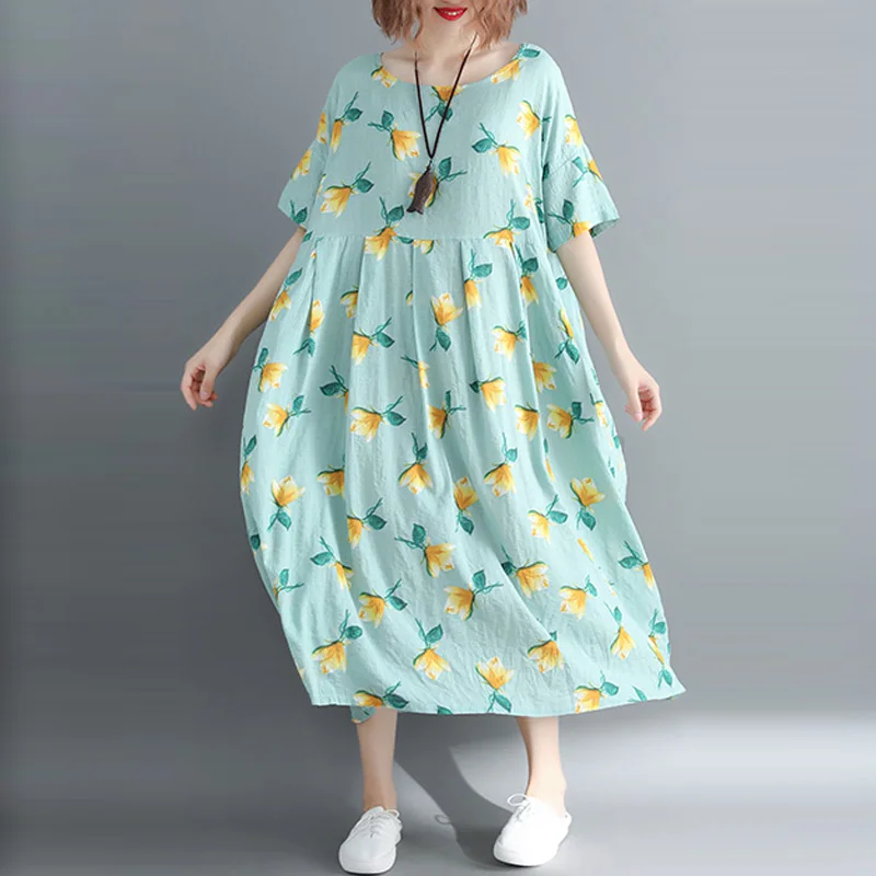 Женское летнее хлопковое платье большого размера 4XL 5XL 6XL 7XL повседневное