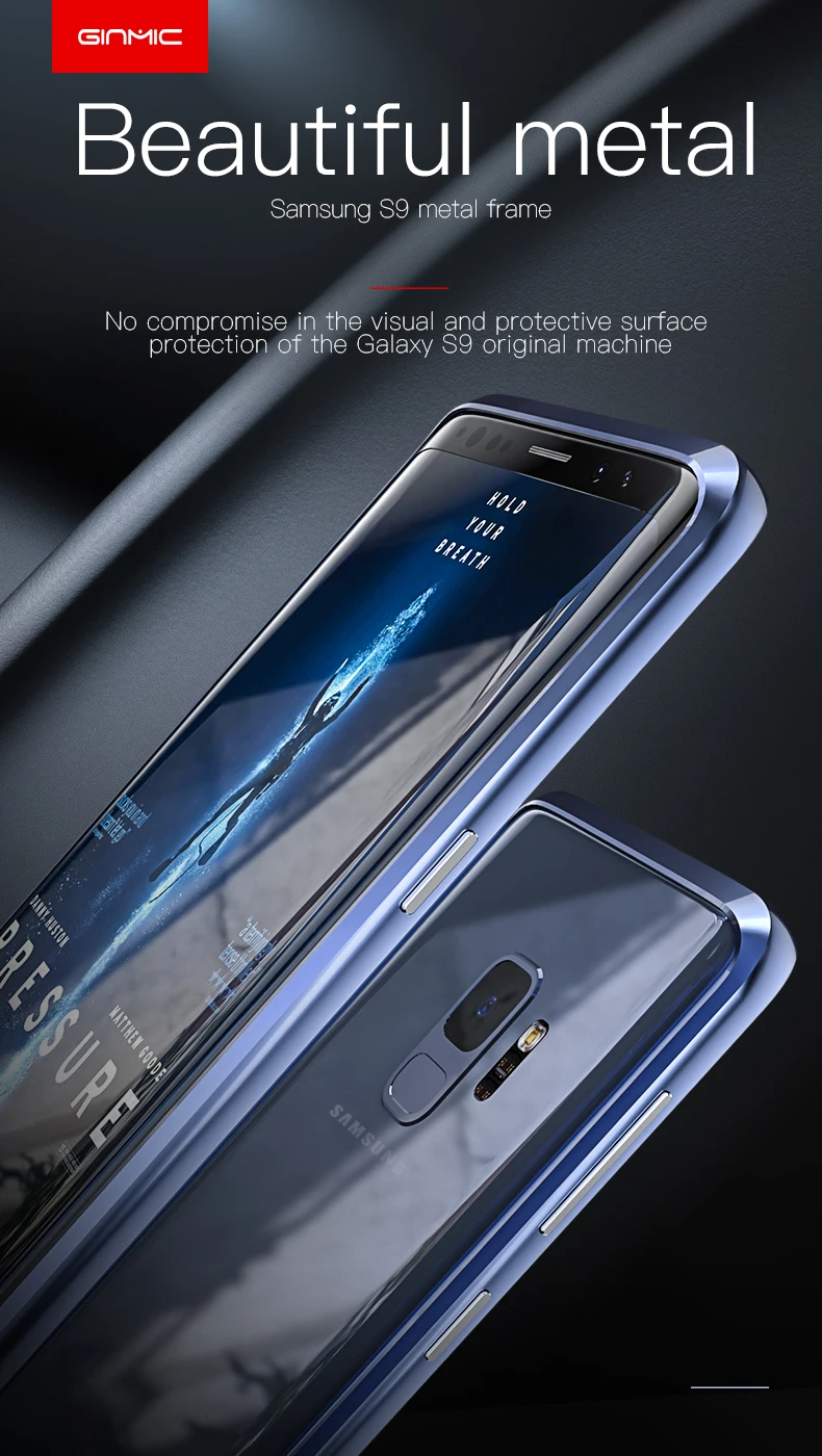 Ginmic Модный чехол бампер для samsung Galaxy S9/плюс противоударный металлический каркас ультра тонкий алюминиевый меч стиль