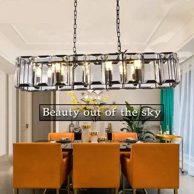 Прямоугольная большая Хрустальная люстра лампа для ресторана кафе освещение