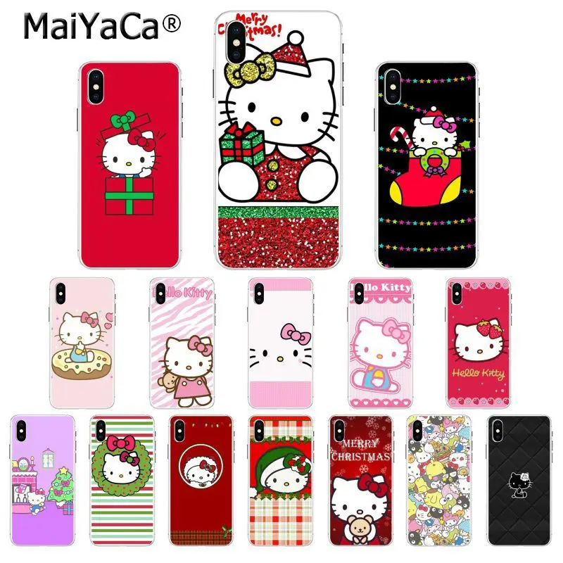 MaiYaCa hello kitty Merry Christmas мягкий резиновый Прозрачный чехол для телефона для Apple iPhone 8 7 6 6S Plus X XS MAX 5 5S SE XR