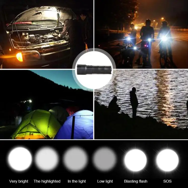 

T9 10W 960LM XM-L2 U2 LED Flashlight Torch Lamp Aluminum Alloy Waterproof IP68 2 Meters Underwater LED Flash Light with 6 Modes