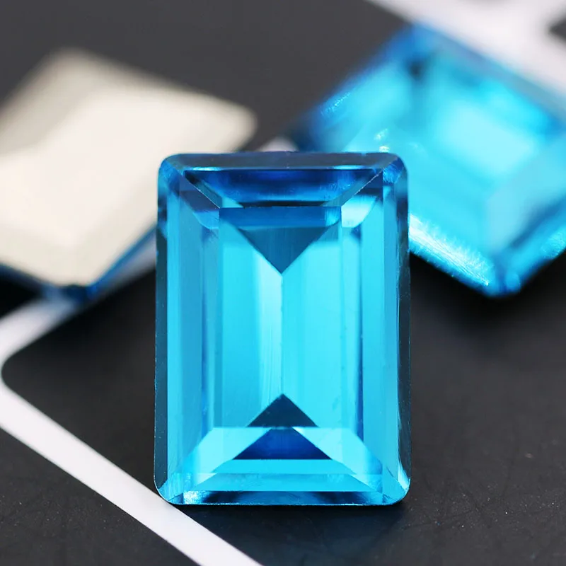 Lake blue 10x14 мм прямоугольные хрустальные стразы k9 для дизайна ногтей одежда ожерелье серьги аксессуары - Цвет: Lake blue