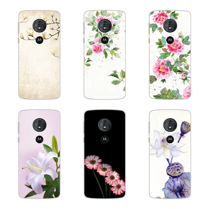 for Motorola Moto G7 play Case Silicon flowers Painting Soft TPU Back Cover power Protect Phone cases shell |
