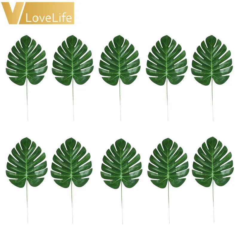 Turtle leaf 12 шт. маленький Искусственный Поддельный черепаха пальмовый лист зеленый пластиковый лист Свадебные DIY Свадебные украшения сада Дешевые цветы - Цвет: Turtle leaf