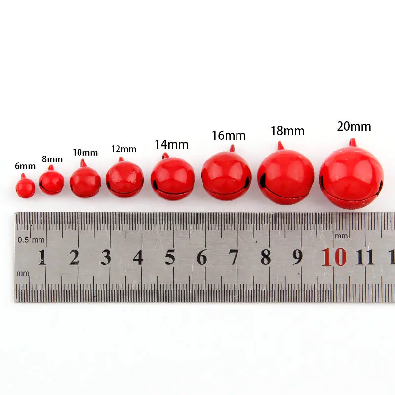 6-20 мм красной меди брызга лака Рождество Открытое кольцо подвеска с бубенчиками