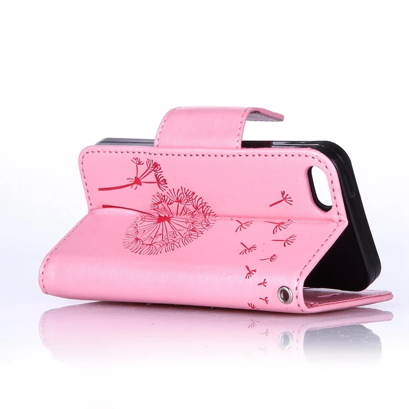 Розовый Одуванчик Тиснением diamond Слот Для Карты Бумажник PU Кожа Стенд Флип Дело