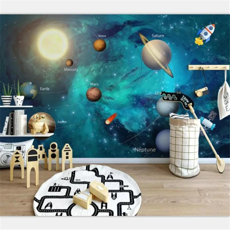 

3d фотообои beibehang, для гостиной, спальни, ручная роспись, космос, Вселенная, детская