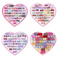 korean cute heart acrylic flower fruit animal stud earrings set women girl party valentines day jewelry gift box 36 pairs