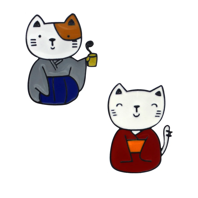 2 шт./комплект японское кимоно для пар металлическая брошь с эмалью милый бейджик