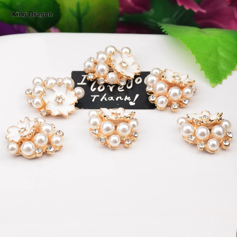 New Arrival Metal Rhinestone Pearl Embellishment Used On Headband Flat Back 10PCS/Lot Silver Or Gold Color KD571