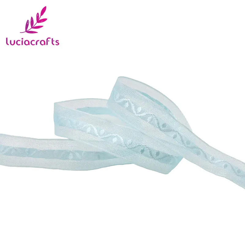 Lucia crafts 20 мм однотонные вышитые ленты из органзы DIY для обертывания волос Лук отделка Швейные материалы 5 ярдов/партия P0302