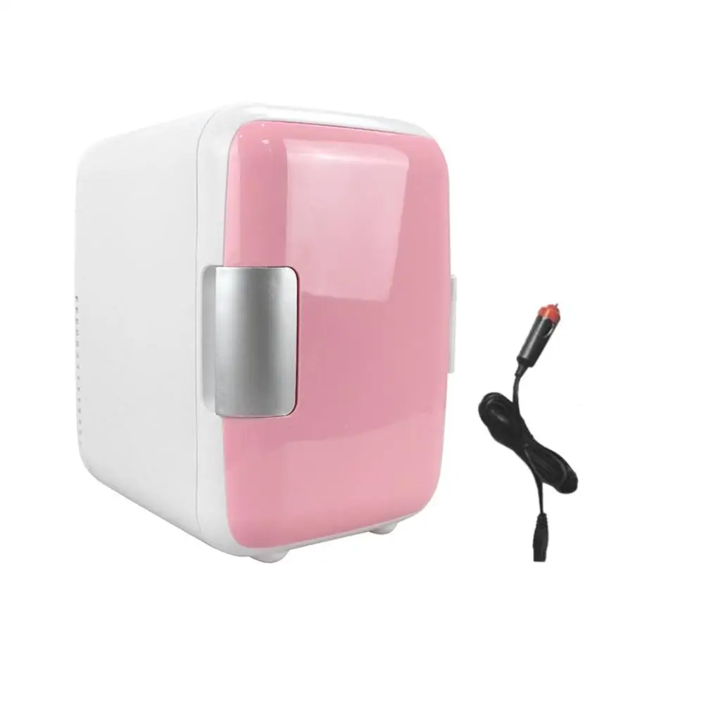 pink Компактные 4 л автомобильные холодильники, ультра тихие, низкий уровень шума, автомобильные мини-холодильники, морозильная камера, охлаждающая нагревательная коробка, холодильник - Цвет: pink