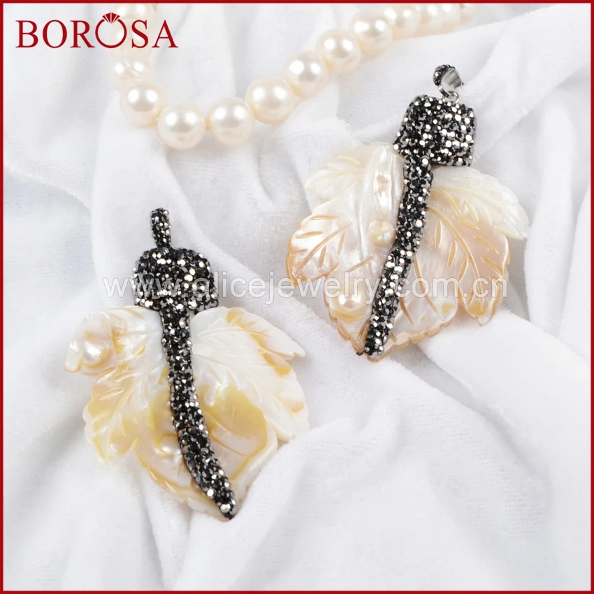 BOROSA 5 шт. ювелирные изделия Druzy натуральный корпус резной лист подвеска стразы