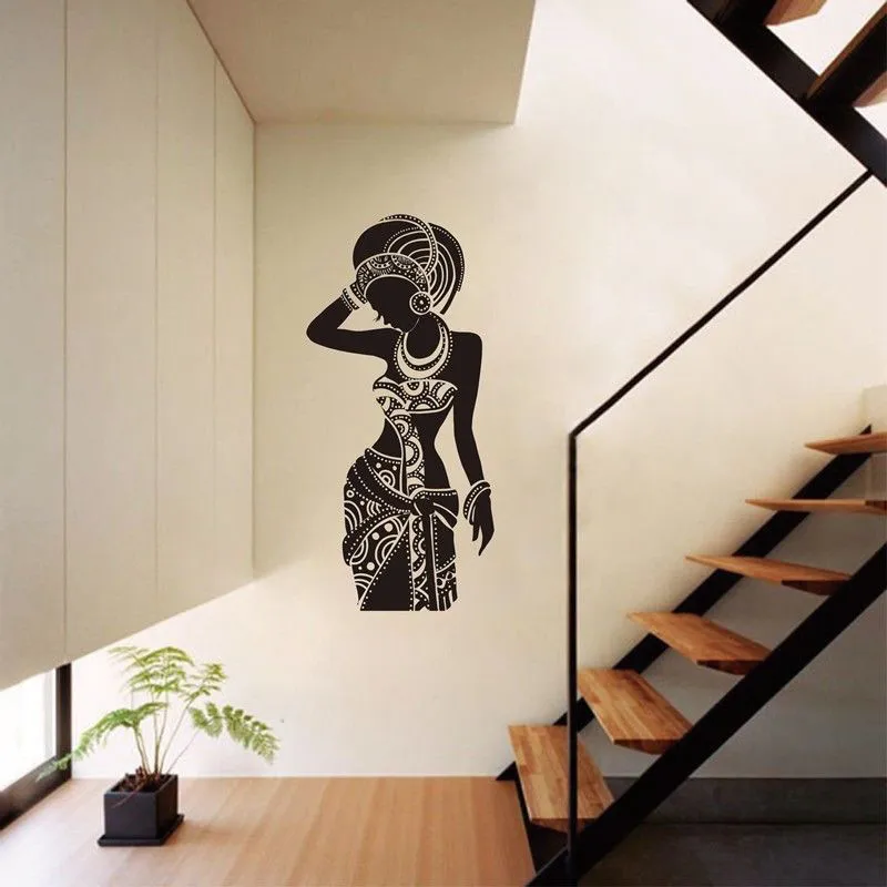 Vinyl Art Removable Home Decoration Beautiful Black African Woman Wall Sticker Beauty Living Room Poster Mural Decals LY1293 | Дом и сад