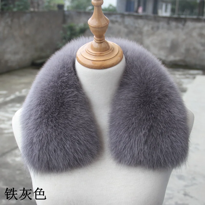 middle gray Новая мода натуральный Лисий меховой воротник для зимнего пальто для женщин и мужчин Настоящий Лисий Мех Шарфы для курток натуральный мех аксессуары - Цвет: middle gray