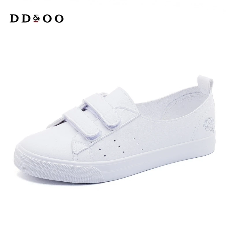 

Women's Leather Shoes Fashion Flats Spring Summer Women Causal Sneakers Floral Breathable White Shoes High Quality Shoes Women