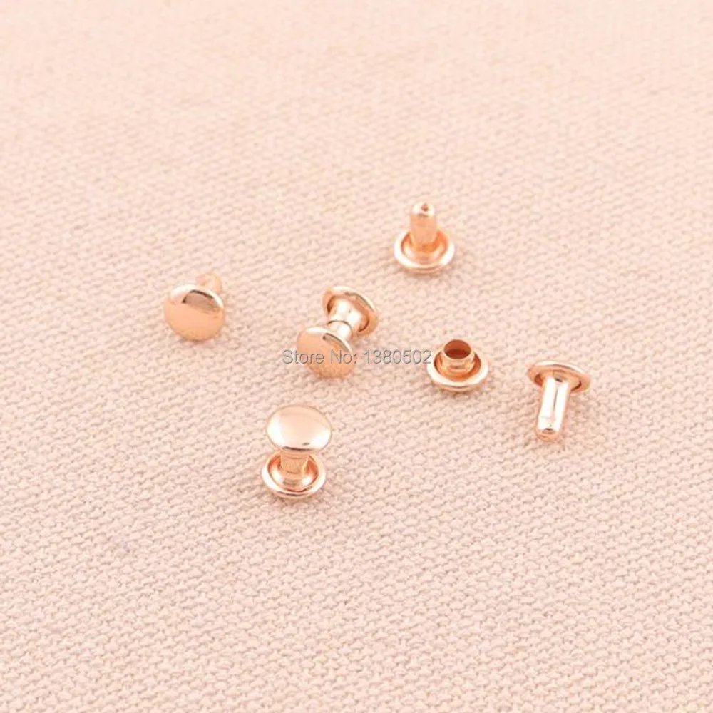 100sets 5*5mm rose gold color metal Rivets Stud Collision Nail for Bag Belt shoes garment accessories | Дом и сад