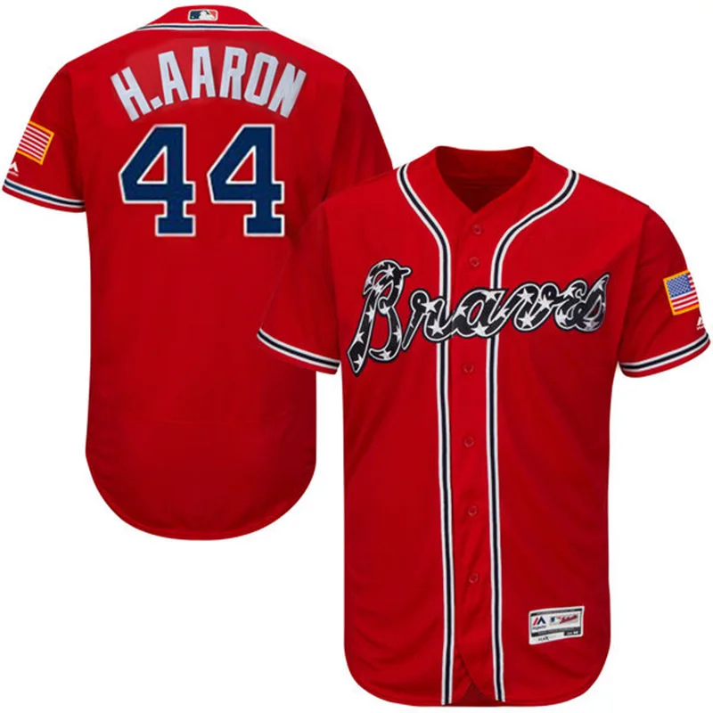 Мужская Фредди Фриман #5 Chipper Jones #10 Хэнк Аарон #44 100% Прошитой Логотипы Flexbase Белый