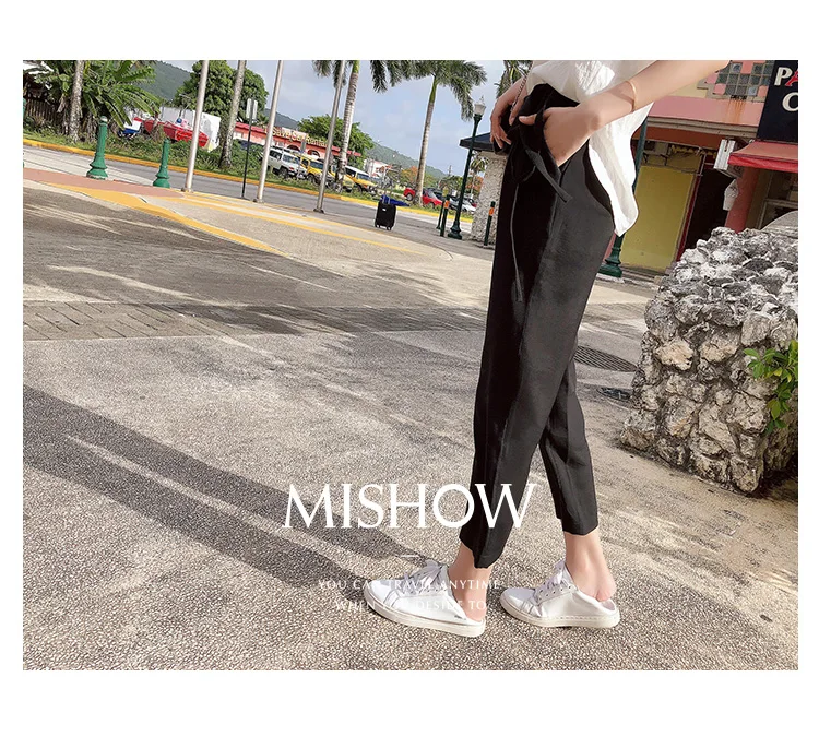Mishow, женские, весна-лето, прямые, одноцветные, длина по щиколотку, брюки для офиса, повседневные штаны, обычные, эластичная талия, штаны MX18B2528