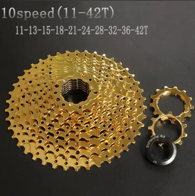 SUNSHINE-SZ 11-42 T 10 скоростная кассета 10 s Gold Freewheel MTB горный велосипед стальные золотые звездочки для системы деталей