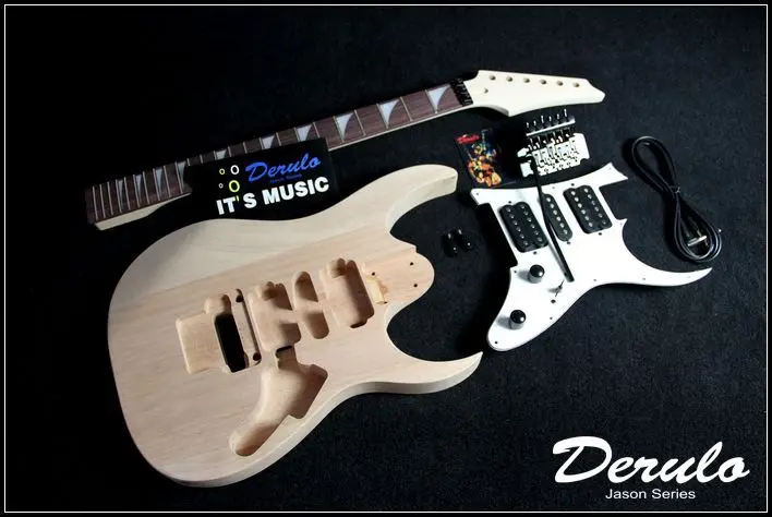 DIY Электрогитара Комплект твердого красного дерева тела клен шеи незавершенной