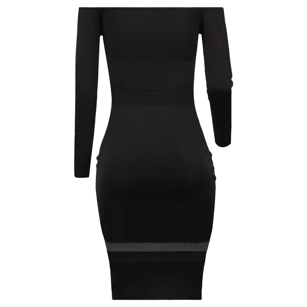 Slash Neck Off The Shoulder See-Though Dress Empire Hot Sale Fashion sexy Women Pub Celebrity Body Con Party Dresses Wholesale | Женская