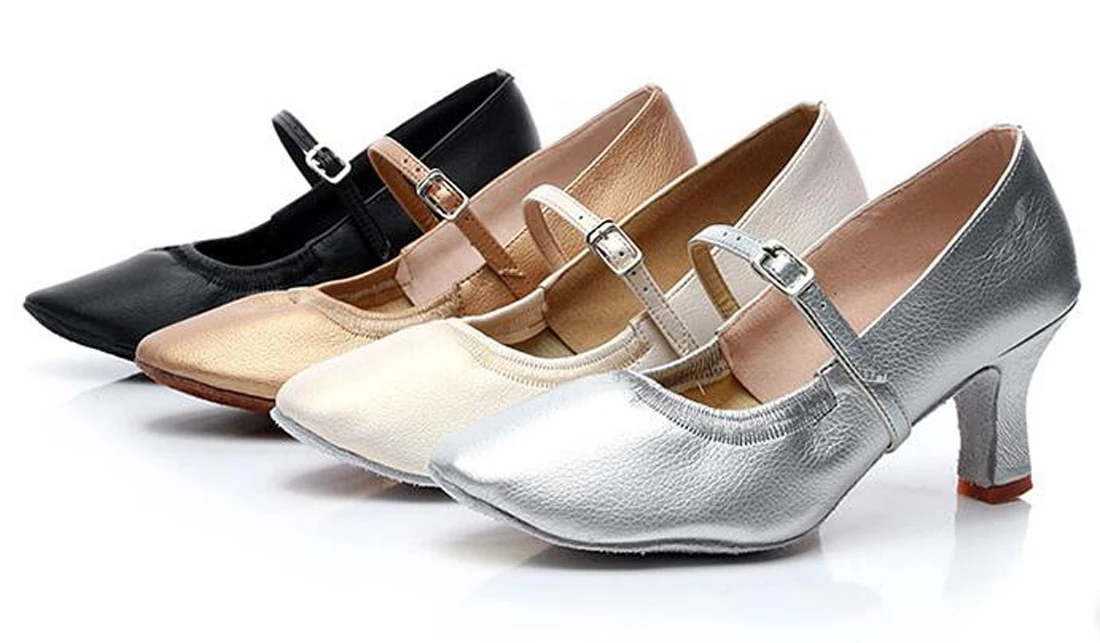 Классические туфли для бальных танцев девочек и женщин Кожаные эластичные на