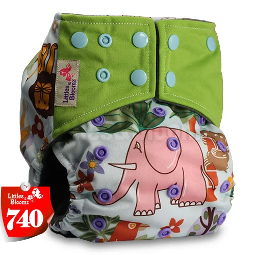 [Littles&Bloomz] Детские моющиеся многоразовые тканевые подгузники, бамбуковый уголь, один размер, подгузники, обертывающиеся вставки - Цвет: 740