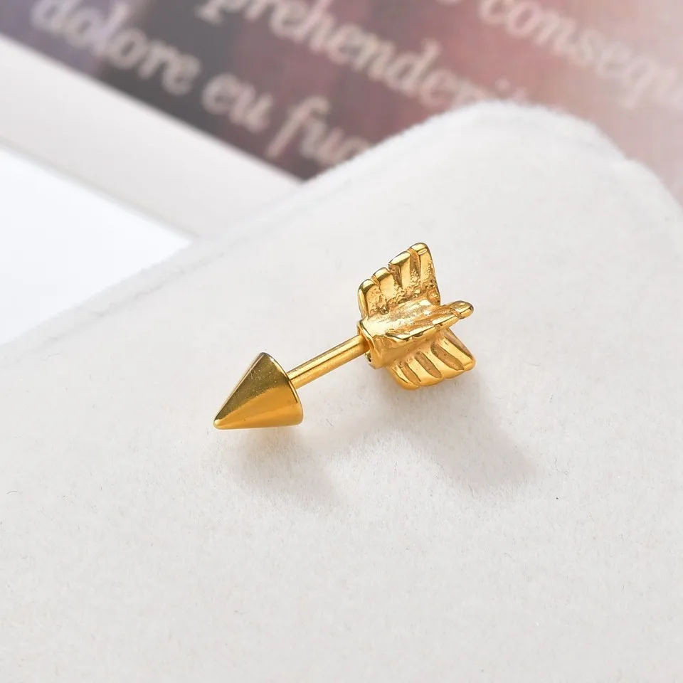 CC1002L Панковские серьги-гвоздики для мужчин из нержавеющей стали, гром ракеты, стрела, палец, крутые, предотвращают аллергию, золотые, черные, проколы, серьги - Окраска металла: CC1002L