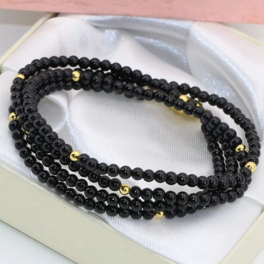 Винтаж Стиль Популярные 3 мм натуральный черный Агат Оникс Круглые бусины