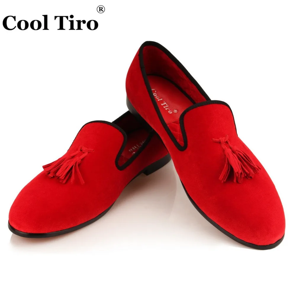 Крутые мужские лоферы с кисточками TIRO красные бархатные шлепанцы роскошные
