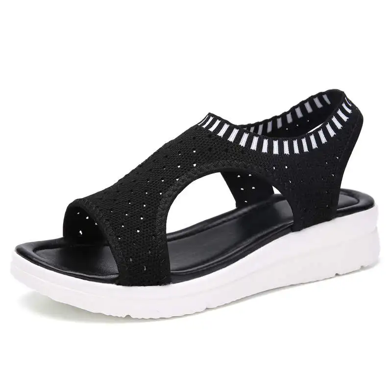 Женские босоножки на плоской подошве; женские слипоны на платформе; scarpe donna; Роскошные Дизайнерские Туфли; обувь; брендовая Летняя обувь на танкетке; Mujer; - Цвет: black