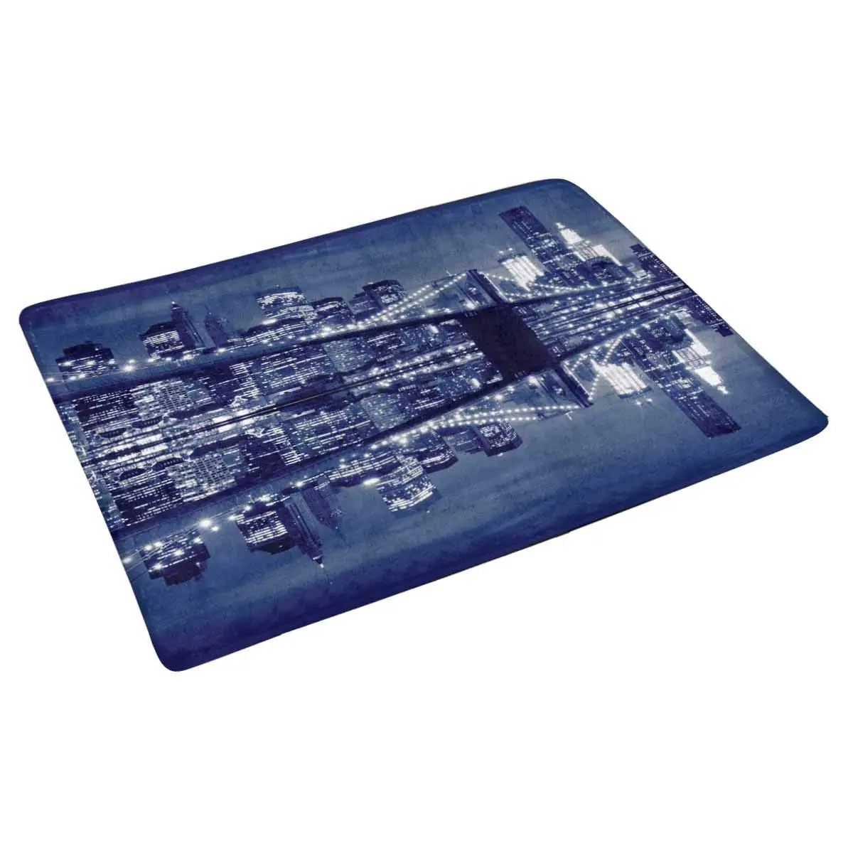 Brooklyn BriMDZLDGe Manhattan Skyline at Night New York City Indoor Entrance Doormat Rubber Backing | Дом и сад