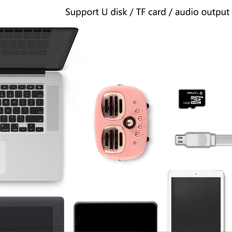 Ретро двойной динамик Bluetooth аудио домашний сабвуфер беспроводной u-диск карта