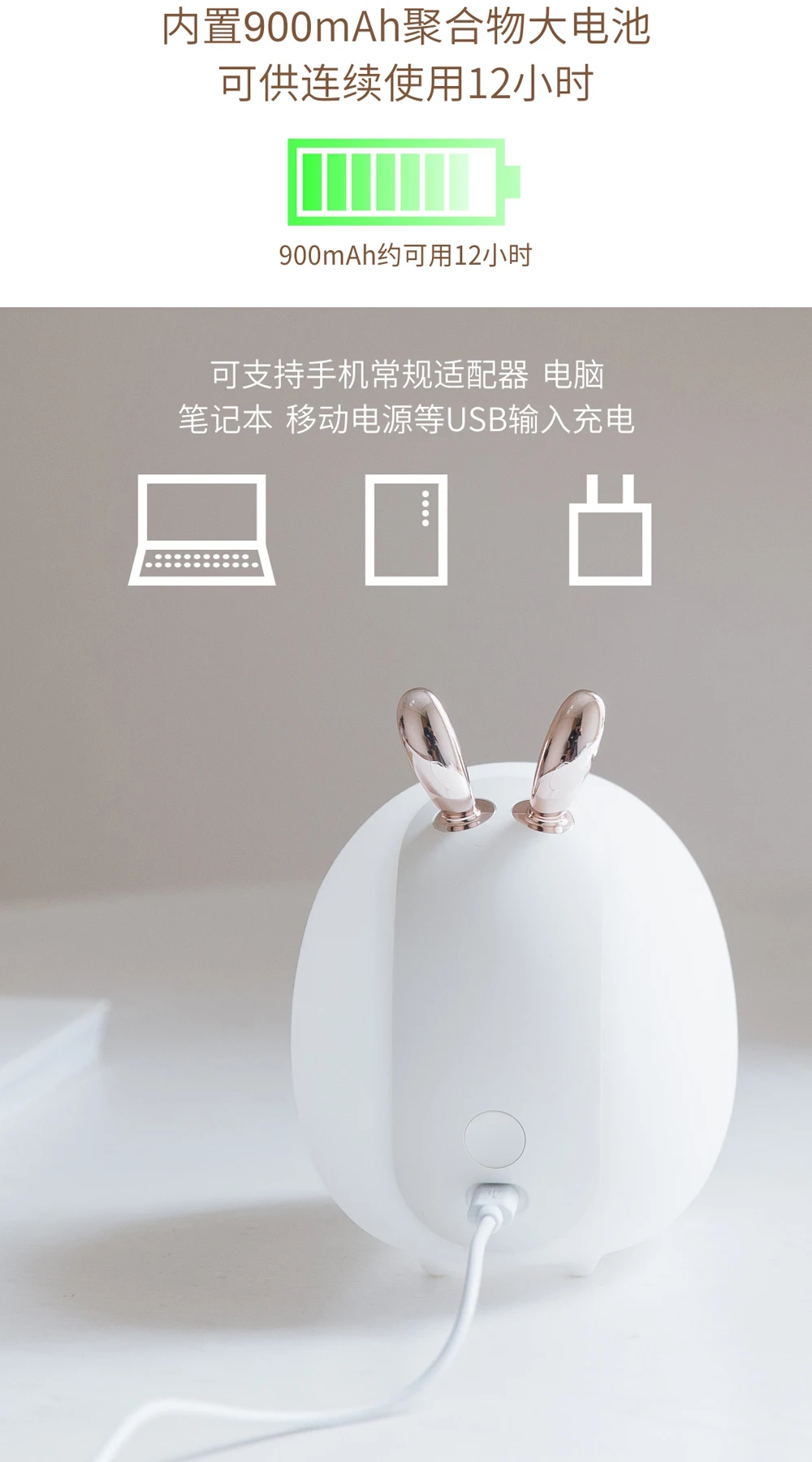 Xiaomi Cooperated бренд 3 жизнь светодиодный ночник L USB зарядка мультфильм милый олень кролик ночной Светильник для детей рождественские подарки для девочек