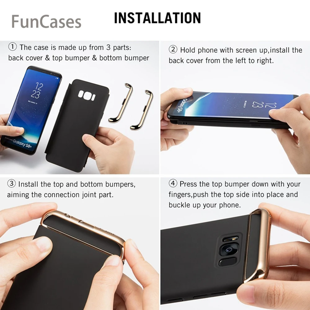 Роскошный чехол 3 в 1 для samsung Galaxy S6 S7 Edge S8 S9 Plus Note 8 с жестким покрытием нескользящая