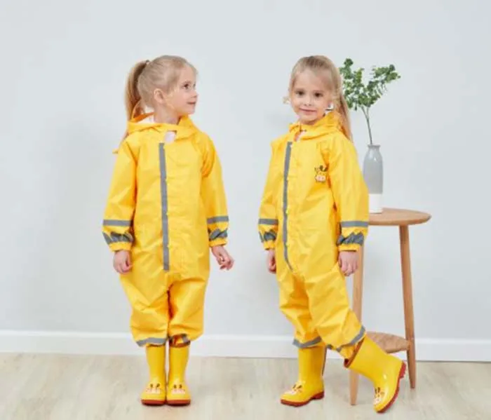 Yellow Для детей 3-8 лет, Детский водонепроницаемый комбинезон с рисунком, дождевик для мальчиков и девочек, дождевик, детский пончо, дождевик с капюшоном с изображением оленя - Цвет: Yellow