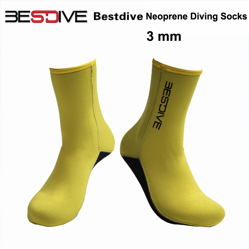 NiteScuba носки для дайвинга BestDive 2 мм 3 мм 5 мм Неопреновые теплые носки для подводного плавания для мужчин и женщин плавательный гидрокостюм для подводной фотографии - Цвет: yellow 3mm