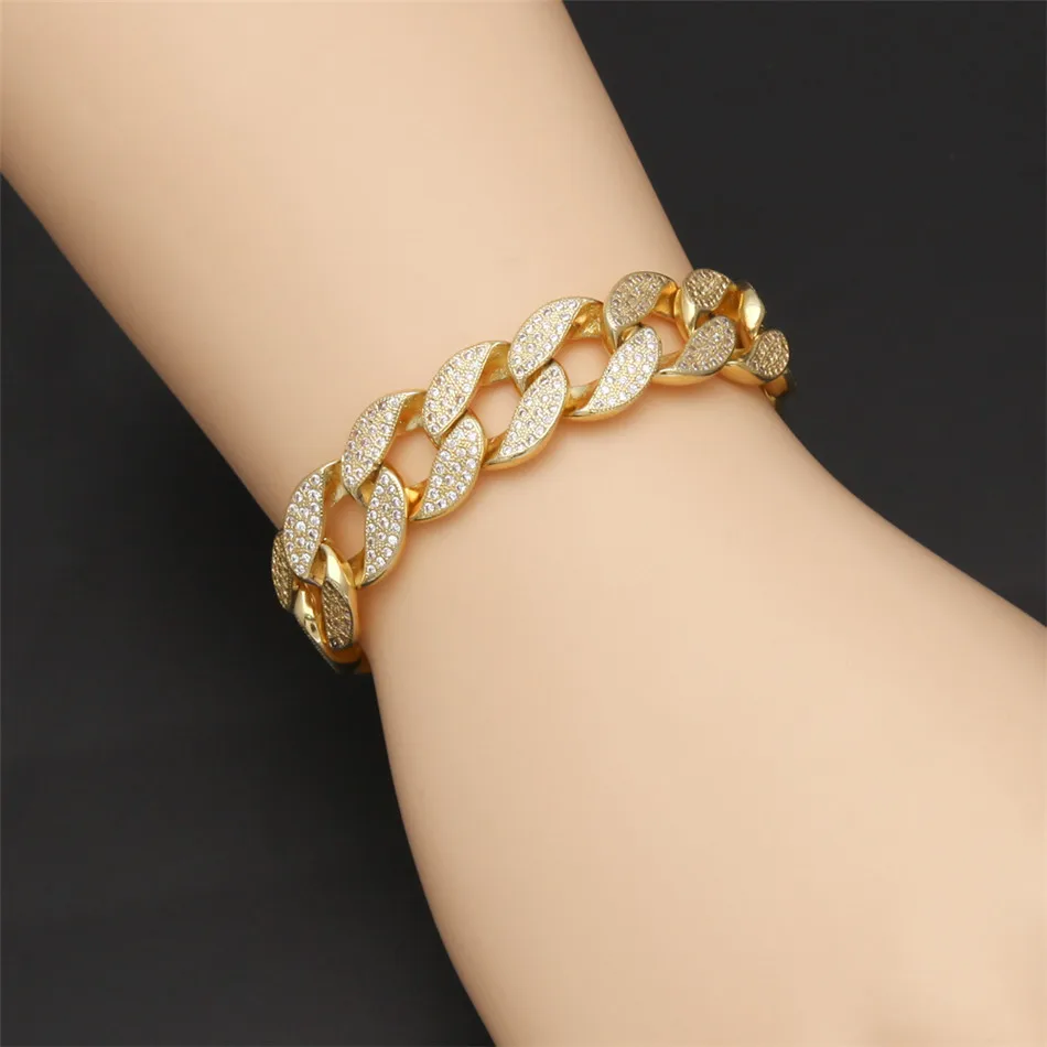 UWIN мужской браслет в стиле хип хоп со льдом из золота и серебра Miami кубинская