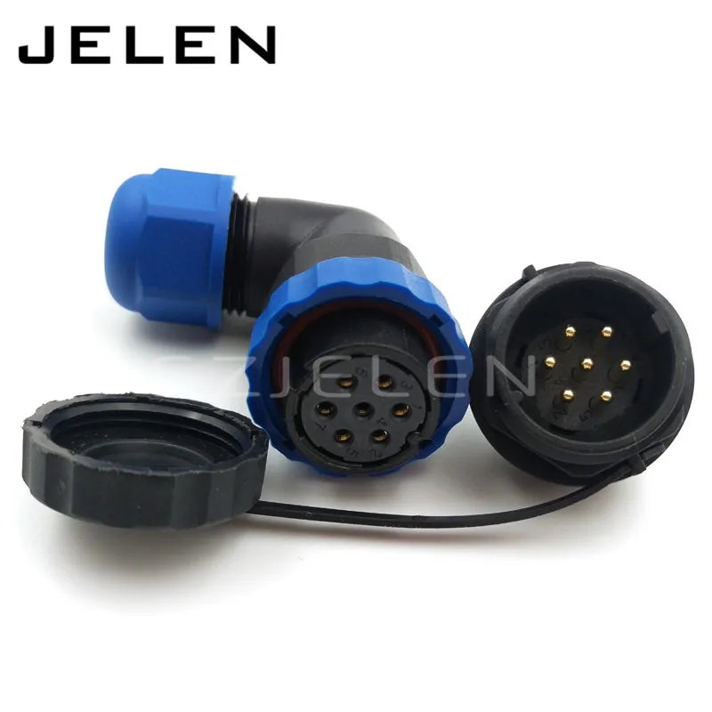 SD20 IP68 90 градусный локоть водонепроницаемый разъем 7 контактный панельный