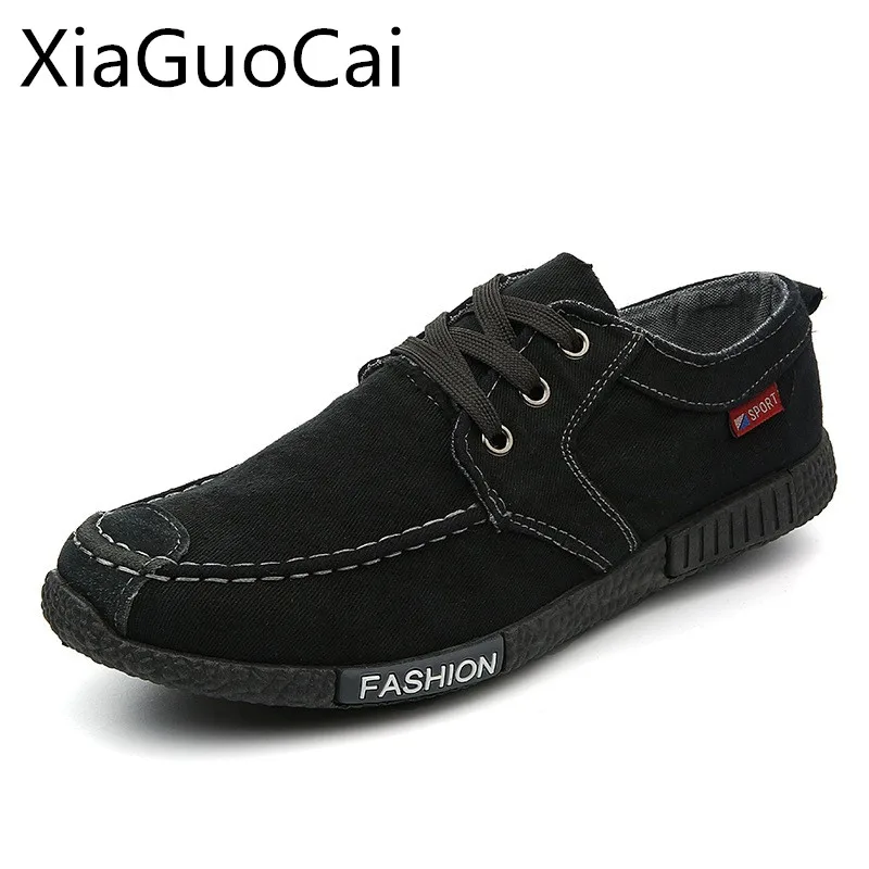 

2017 Летняя мужская обувь XiaGuoCai из некожи, повседневная обувь на плоской подошве, дышащая холщовая обувь для мужчин, синяя джинсовая обувь X1395 ...