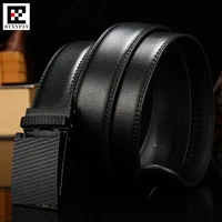 black 3 5cm width men genuine leather straps waistbandreal full two layer cowhide beltsautomatic buckle beltwith belt buckle
